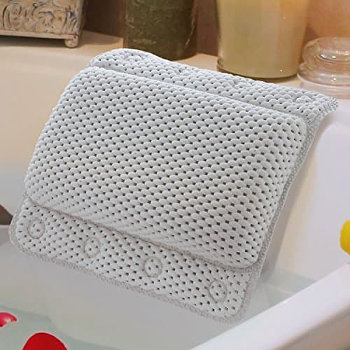 Image of Taylor & Brown Bathtub Pillow, Luxury Relaxing White Soft Non Slip Cushioned Bath Pillow Waterproof Home Spa Headrest Cushion with 8 Slip Resistant Suction Cups (White)