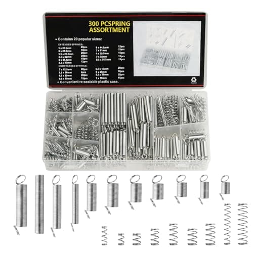 Image of 300 Pcs Mechanical Compression Springs Assortment Kit, Assorted Tension Springs & Compressed Extension SpringsSet, Metal Extended Coil Spiral Spring Set(20 Sizes)