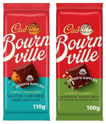 Image of New Bournville Chocolate Bar Duo Pack – Bournville Salted Caramel 110g & Chunky Chopped Hazelnut 100g – Rich, Smooth, Premium Treat By Experts Supplies Ltd