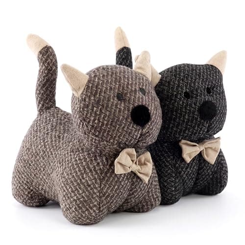 Image of The Magic Toy Shop Weighted Door Stop Animal - Novelty Fabric Cat Floor Stopper with Sand Filling - Decorative Kitten Door Holder for Wood, Carpet, Home Bedroom & Living Room, Assorted Colours