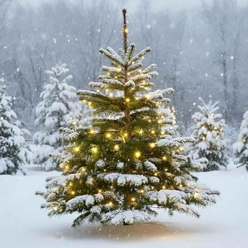 Image of Qbis Outdoor Fairy Lights, Battery Operated Christmas Lights, Multi-Function Micro Wire Lights with Timer, Green Wire Perfect for Your Christmas Tree (100 LED Green Wire)