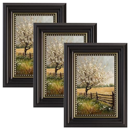 Image of 3 PCS Vintage Photo Frames Set, 5x7 Picture Frames with Plexiglass for Wall and Tabletop Display, Retro Rustic Photo Frame for Home Office Living Room Decor (Black)