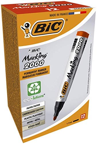Image of BIC Marking 2000 ECOlutions Permanent Bullet Tip Markers - Red, Box of 12