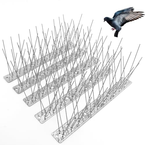 Image of Bird Spikes for Pigeons Small Birds, Bird Deterrent Spikes for Outside to Keep Birds Squirrel Cat Away, Stainless Steel Bird Wire Spikes 5 Strips 1.2m