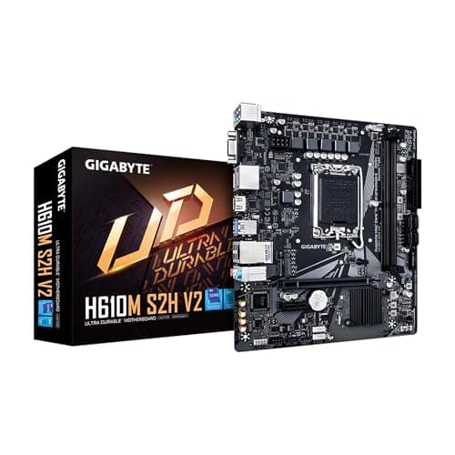 Image of GIGABYTE H610M S2H V2 Motherboard, Supports 14th/13th/12th Gen Intel Core Processors (LGA 1700), mATX, DDR5, 1x M.2, PCIe 4.0, USB-C, HDMI, 2X DisplayPort, D-Sub, 1GbE LAN