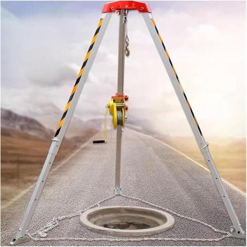 Image of Heavy-Duty Portable Winch Stand with Safety Device 1200/1800/2600lbs Capacity Perfect for Tight Spaces High Areas Cliffs & Deep Wells (Includes 65' Winch)