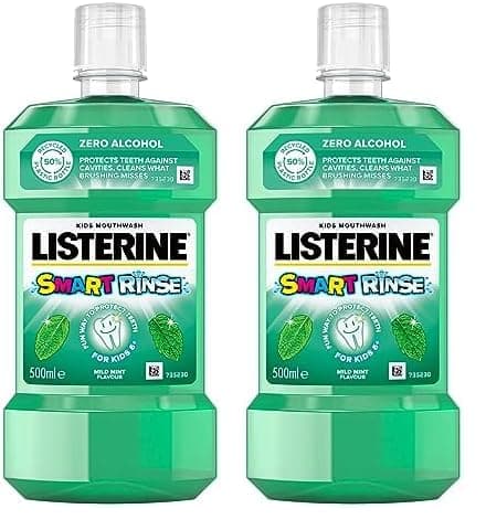 Image of Listerine Smart Rinse Mild Mint Mouthwash, Multi, 500 ml (Pack of 2)
