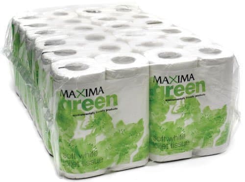 Image of 72 x Maxima Green Toilet Roll's 2-Ply 320 Sheets White