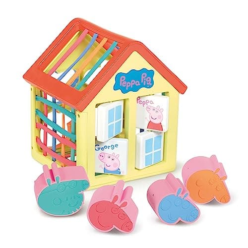 Image of Toomies E73528 Tomy Activity Sensory Doll House w/Spinning Windows, Stretchy Webs, Block Peppa Pig Shape Sorter-+18 Month Toddler Play Mat & Activity Table Baby Toys