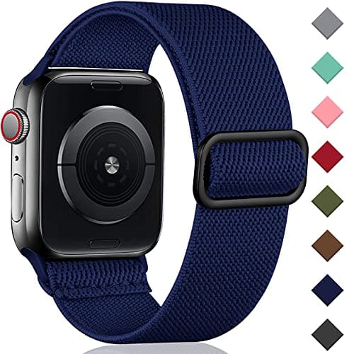 Image of Oielai Solo Loop Straps Compatible with Apple Watch Strap 38mm 40mm 41mm 42mm, Adjustable Stretch Nylon Sport Replacement Band for iWatch Series 11 10 9 8 7 6 5 4 3 2 1 SE, Blue