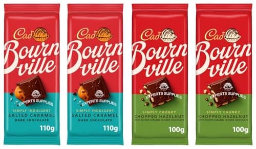 Image of New Bournville Chocolate Bar – Bournville Salted Caramel 110g & Chunky Chopped Hazelnut 100g Pack Of 4 – Rich, Smooth, Premium Treat By Experts Supplies Ltd