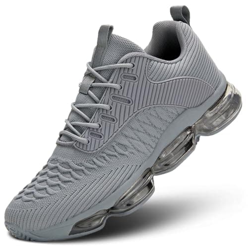 Image of Men's Air Cushion Running Shoes Fashion Sneakers Non Slip Workout Casual Sport Cross Trainers Gym Training Comfortable Walking Shoes Grey