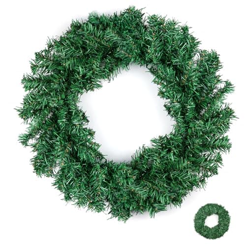 Image of 20 inch / 50 cm Plain Christmas Wreath for Wreath Crafts, Front Door/Fireplace Decorations, Natural Looking (140 Tips) (1)