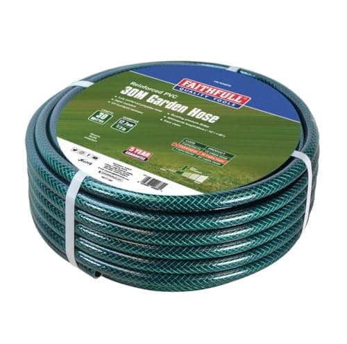 Image of Faithfull 30M (98ft) Reinforced Hose 12.7mm (1/2 Inch) Diameter – PVC Garden Hose Pipe