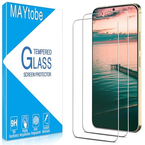 Image of MAYtobe [2 Pack Screen Protector For Samsung Galaxy S24 5G Tempered Glass, Fingerprint ID Compatible, 9H Hardness, Case Friendly, Bubble Free, Anti Scratch, Easy To Install