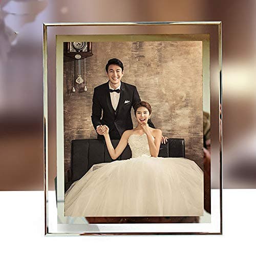Image of OUKEYI Picture Frames 8x10 Mirrored Edge Glass£¬8x10 Picture Frame Glass Frames 8 by 10 inch Photo Display Friend Gifts£¬Photo display for desktop only