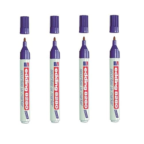 Image of Edding 4 x 8280 securitas uv marker - colourless - 1 pen - round nib 1.5-3 mm