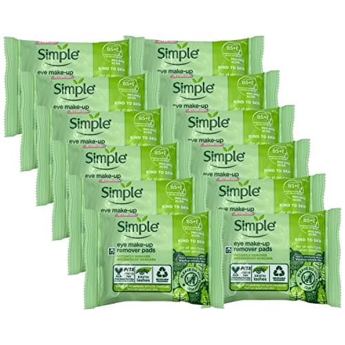 Image of Simple Kind to Skin Eye Make-Up Remover Pads (12 x 30 Pack) - Gentle Makeup Pads & Oil Free Eye Cleanser, Waterproof Mascara Remover Pads, Simple Makeup Remover Multipack