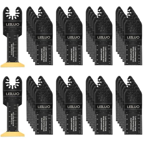 Image of LEILUO 50 Pcs Multitool Blades Kit Extra-Long Titanium Oscillating Saw Blades for Wood Nails Drywall Universal Oscillating Tool Accessories with Storage Bag Fits DeWalt Makita Milwaukee and More