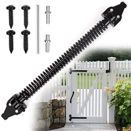 Image of 14 Inch Self Closing Gate Spring Hardware Adjustable Metal Spring Closure for Light to Heavy Duty Wooden Gates Door Fence Black Garden Gate Closer for Wooden Gate