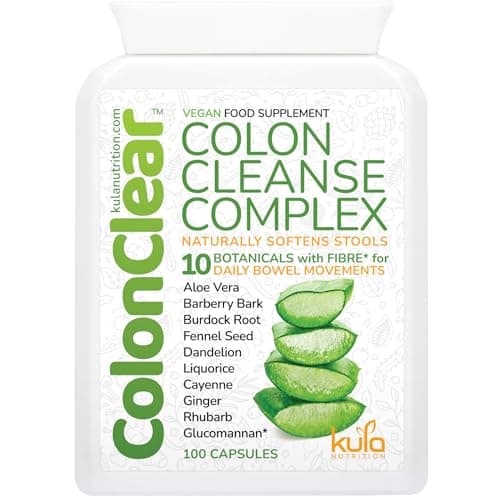 Image of ColonClear – Colon Cleanse Detox - Natural Laxative and Stool Softener for Constipation Relief for Adults – Everyday Herbal Formula with Aloe Vera and Fibre for Regular Bowel Movements - 100 Capsules