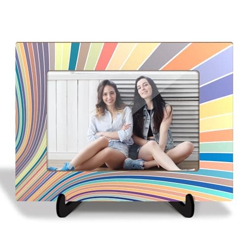 Image of ltazhyi Rainbow Wooden Picture Frame with Stand Gift for Boys Girls Women Men Mom Daughter Son, Shelf Home Desk Decor Colorful Photo Frame Tabletop Display 4x6 Vertical & Horizontal -03