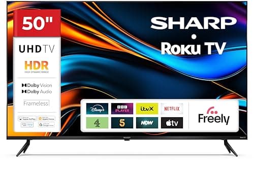 Image of Sharp 50-inch 4K Ultra HD Frameless LED Roku Smart TV – Dolby Vision HDR, Freely, AV1, HDMI 2.1 (eARC), Smart Roku TV Platform – 50HJ4325K (HJ Series)
