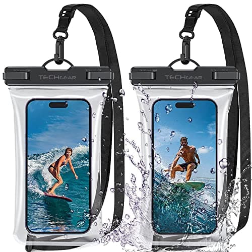 Image of TECHGEAR Waterproof Phone Pouch, [2 Pack] IPX8 Floating Case for Swimming, Waterproof Phone Bag with Lanyard Compatible for iPhone 17 16e 16 15 14 13 12, Samsung S25 S24 S23 Ultra A17 A16 A26 A36 etc