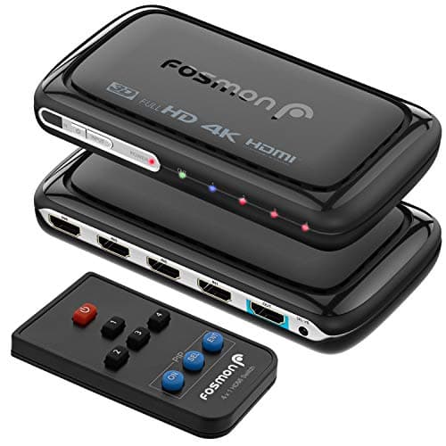 Image of Fosmon 4-Port HDMI Switch 4K with Picture-In-Picture PIP, 4x1 Auto Switcher Automatic Switching UHD 3D HDR ARC Full 1080P HDCP, HDMI Splitter Compatible with Apple TV Roku Fire Stick HDTV PS4 Xbox One