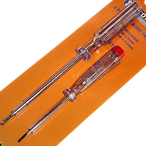Image of 2 Piece Mains Tester Screwdriver Set Flathead - 140mm x 3mm and 190mm x 3.5mm