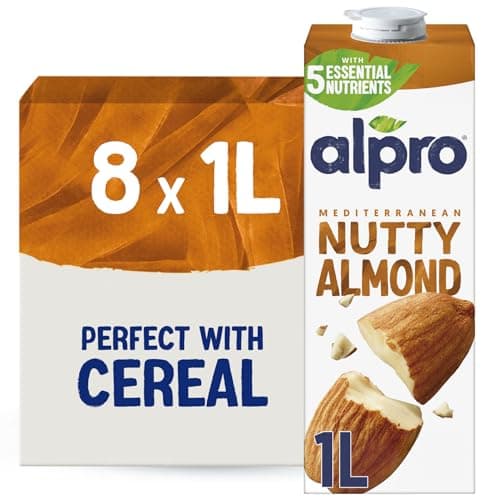 Image of Alpro Almond Drink - Plant-Based Long Life Dairy Free & Lactose Free Milk Alternative - 1L (Pack of 8)