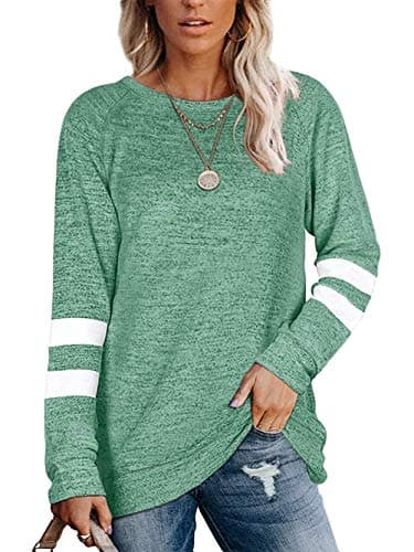 Image of Famulily Longline Sweatshirt Plus Size Ladies Long Sleeve T Shirt Cotton Green 2XL