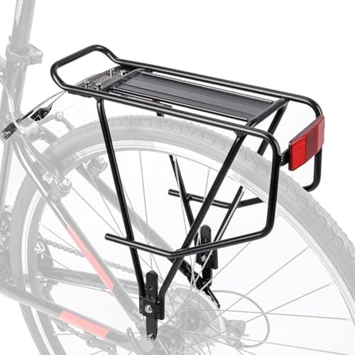 Image of KONG MING CAR Universal Bicycle Pannier Rack with Side Rails for Saddle Bags, Lightweight Aluminium Bicycle Rear Pannier Rack for 26-29 Inches, 27 kg Load Capacity (H673-V/Internal Disc)