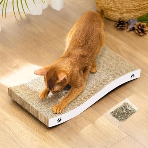 Image of Cat Scratching Board, Durable Scratch Pad, Corrugated Cardboard Cat Scratcher for Indoor Cats, Heavy Duty, Double-Sided Usability, Recyclable with Catnip, Medium, 1 Pack