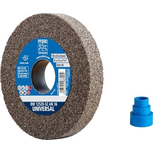 Image of PFERD 39009707 Universal Sanding Disc 125 x 20 x 32 mm A36 Hard Sanding Disc for Universal Grinding Tasks, with Reducing Sleeves (25/20/16 mm)