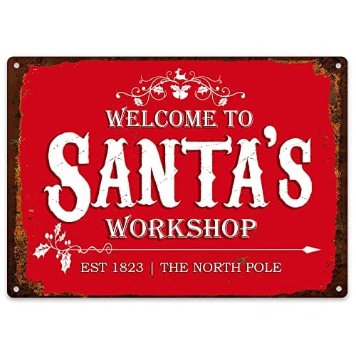Image of Purple Print House Welcome To Santas Workshop Sign - Christmas Decoration Gift For Family - Wall Decor Accessories, Home & Kitchen, Large