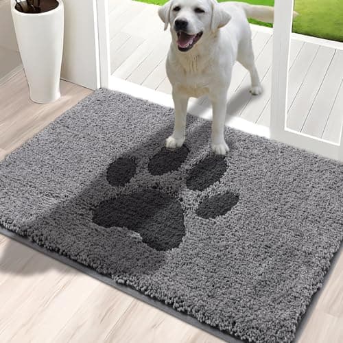 Image of Oiilores Dirt Trapper Door Mat Indoor 80 x 120 cm, Non-Slip Washable Rug, Low-Profile Inside Doormats for Entryway, Super Absorbent Dog Mats for Muddy Paws, Grey