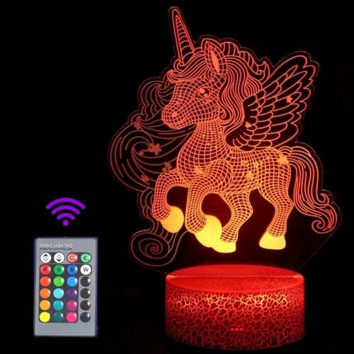Image of Unicorn Night Light for Kids 3D Illusion Led Lamp, 7 Colors +16 Colors Changing Gradient with Remote Control Smart Touch Table Lamps, 3D Decor Lamp, Best Christmas Birthday Gift for Boy Kids Girls