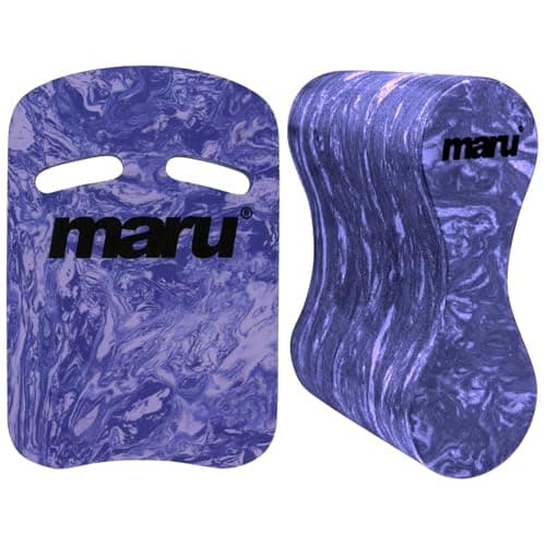 Image of Maru Pull Buoy & Two Grip Swimming Kickboard Set (Dark Purple Swirl) – Comfortable Foam Swimming Floats for Stroke Technique & Strength (Kickboard: L42 x W28cm) – Non-Chafing & Trusted by Coaches