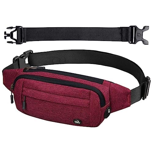 Image of Waterfly Bumbags Waist Fanny Pack Ladies Fashion Bum Bag with Adjustable Belt for Sport Running Hiking Jogging Girls Women Men (Dark Red)