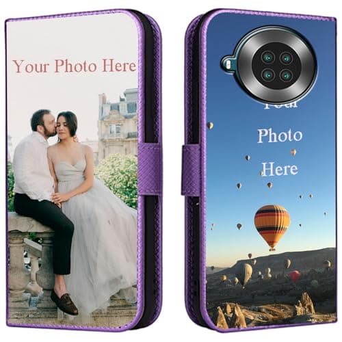 Image of FortiCase Personalised Phone Case for Cubot Note 20,PU Leather Flip Cover,with Card Slots,Holder Cases,Design Your Own Photo Image,Text Personalised Case - Purple-LN4