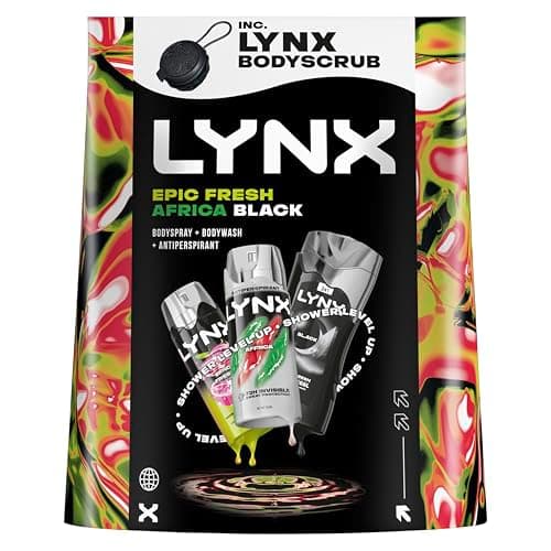 Image of Lynx All Stars Trio Gift Set with a body wash, a body spray, an antiperspirant and a body scrub tool perfect for any occasion 3 piece