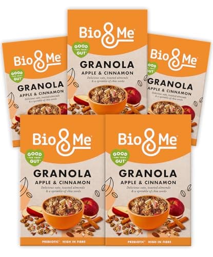 Image of Bio&Me Apple & Cinnamon Prebiotic Granola 5-Pack (5 x 360g) – Vegan, High Fibre, No Added Sugar, Gut-Loving Breakfast Cereal