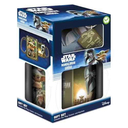 Image of Mandalorian Grogu Gift Set Mug Coaster Keychain, Official Licensed Star Wars Set, Coffee Mug Accessories Bundle, Fan Gift