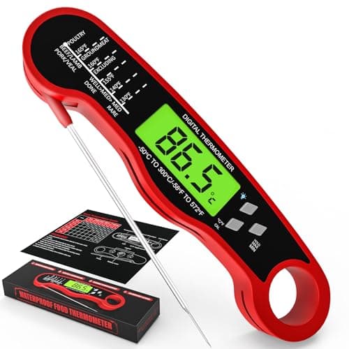 Image of AWLKIM Instant Read Meat Thermometer for Grill and Cooking - Waterproof Fast Food Thermometer with Backlight, Digital Food Probe for Kitchen Cooking, Candy Making, Outside Gril
