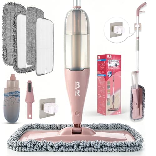 Image of 360° 3-in-1 Microfiber Spray Mop for Floor Cleaning Dry Wet Dust Mop for Hardwood, Laminate, Tile & Wood Floors Large Capacity Bottle 4 Reusable Pads Scraper Holder Kitchen Multi-Surface
