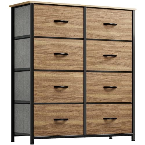 Image of YITAHOME Chest of Drawers,Storage Organizer,Dresser for Bedroom with 8 Drawers,Fabric Drawers with Wood Top and Large Storage Space,Wood grain
