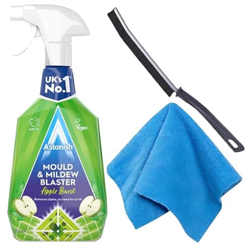 Image of Astonish Mould And Mildew Remover Anti Mould 750ml Spray Set - Also Includes | Multifunctional Crevice Cleaning Brush | Northernscape Microfibre Cloth Assorted | Fast Mould Removal |