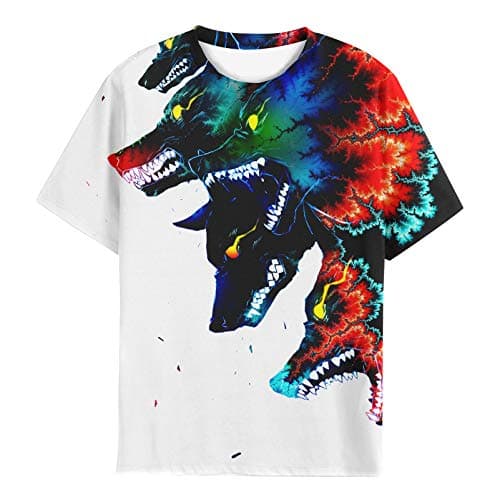 Image of EOWJEED Kid Shirts 3D Graphic Printed T-Shirts for Boys and Girls Tees 6-16 Years - white - 8-10 Years