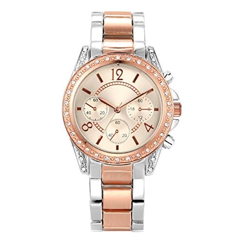 Image of NUOVO Women’s Watches Rose Gold Diamond Crystals Bezel Quartz Analogue Metal Bracelet Ladies Wrist Watch Fashion